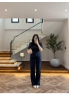 LACİVERT KEMERLİ İSPANYOL PAÇA PANTOLON TAKIM -9214