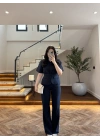 LACİVERT KEMERLİ İSPANYOL PAÇA PANTOLON TAKIM -9214