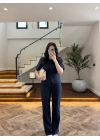 LACİVERT KEMERLİ İSPANYOL PAÇA PANTOLON TAKIM -9214