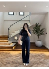 LACİVERT KEMERLİ İSPANYOL PAÇA PANTOLON TAKIM -9214