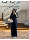 LACİVERT KETEN KUŞAKLI GÖMLEK TAKIM-267366