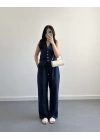 LACİVERT KETEN MASKÜLEN YELEK PANTOLON TAKIM