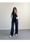 LACİVERT KETEN MASKÜLEN YELEK PANTOLON TAKIM