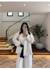 LACİVERT KONTRAST YAKA EKOSE CEKET-7763