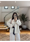 LACİVERT KONTRAST YAKA EKOSE CEKET-7763