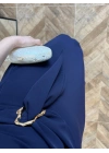 LACİVERT OMUZ DETAY TOKALI ELBİSE-3978