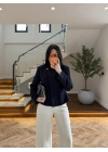 LACİVERT OVERLOK DİKİŞ DETAY CEKET-26K1092