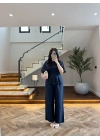 LACİVERT PİLE DETAY KISA KOL TAKIM-9195