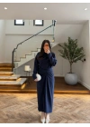 (KARGOLAMA 10 EKİM )LACİVERT TASARIM BLUZ ETEK TAKIM-26KY6058