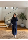 (KARGOLAMA 10 EKİM )LACİVERT TASARIM BLUZ ETEK TAKIM-26KY6058
