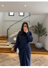 (KARGOLAMA 10 EKİM )LACİVERT TASARIM BLUZ ETEK TAKIM-26KY6058