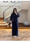 LACİVERT TEK DÜĞME KİMONO TAKIM