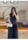 LACİVERT V YAKA BLUZ PANTOLON TAKIM -257256