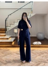LACİVERT YARIM KOL BELİ KUŞAKLI TAKIM -3977