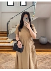 LATTE BEL BÜZGÜLÜ CEPLİ ELBİSE-30731