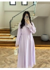 LİLA DANTELLİ TENSEL ELBİSE-32466