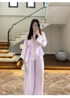 LİLA OMUZ PİLİ DETAY BLUZ TAKIM-26103