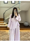 LİLA OMUZ PİLİ DETAY BLUZ TAKIM-26103
