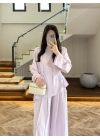 LİLA OMUZ PİLİ DETAY BLUZ TAKIM-26103