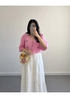 LİNA PEMBE ÇİÇEKLİ PİNTEREST BLUZ