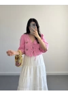 LİNA PEMBE ÇİÇEKLİ PİNTEREST BLUZ