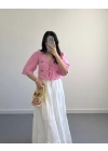 LİNA PEMBE ÇİÇEKLİ PİNTEREST BLUZ