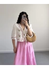 LİNA PEMBE ÇİÇEKLİ PİNTEREST BLUZ ( ÖN SİPARİŞ)