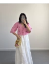 LİNA PEMBE ÇİÇEKLİ PİNTEREST BLUZ