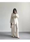 LİNEN KETEN DÜĞMELİ TAKIM NATURAL