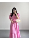 LİSİ PEMBE NAKIŞLI MÜSLİN ELBİSE