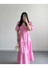 LİSİ PEMBE NAKIŞLI MÜSLİN ELBİSE