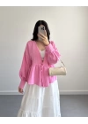 LONE MÜSLİN PEMBE BLUZ
