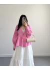 LONE MÜSLİN PEMBE BLUZ