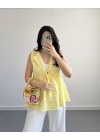 LUNA V YAKA MÜSLİN BLUZ SARI