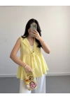LUNA V YAKA MÜSLİN BLUZ SARI