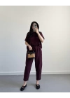 MARİS HAM KETEN BORDO İKİLİ TAKIM