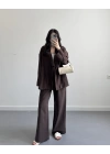 MAUDE KAHVE KETEN KİMONO TAKIM