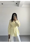 MAVE KURUVAZE BELİ KUŞAKLI GÖMLEK SARI