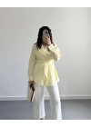 MAVE KURUVAZE BELİ KUŞAKLI GÖMLEK SARI