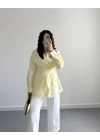 MAVE KURUVAZE BELİ KUŞAKLI GÖMLEK SARI