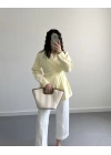 MAVE KURUVAZE BELİ KUŞAKLI GÖMLEK SARI