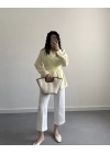 MAVE KURUVAZE BELİ KUŞAKLI GÖMLEK SARI