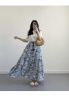 MAVİ ÇİÇEKLİ BOHEM ETEK