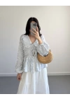 MAVİ ÇİZGİLİ BEBE YAKA PÜSKÜL BLUZ