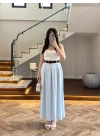 MAVİ KEMERLİ ETEKLİ PANTOLON-51354