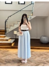 MAVİ KEMERLİ ETEKLİ PANTOLON-51354