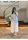 MAVİ KISA KOL PELERİN BLUZ -5107