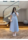 (ÖN SİPARİŞ)MAVİ TAŞ DETAY ELBİSE -EU3220