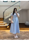 (ÖN SİPARİŞ)MAVİ TAŞ DETAY ELBİSE -EU3220