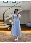 (ÖN SİPARİŞ)MAVİ TAŞ DETAY ELBİSE -EU3220